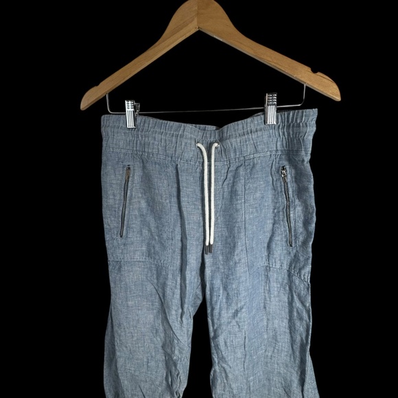 Athleta Cabo 100% Linen Heather Blue Wide Leg Pants Sz 8 - Picture 4 of 7